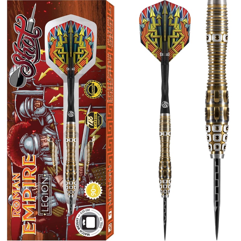 Shot Roman Empire Legion Darts – Steel Tip – Black & Gold 23g