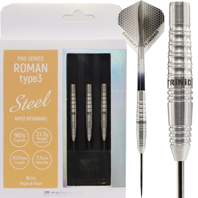 Trinidad Pro Darts – Steel Tip – 90% Tungsten – Roman 3 – 21.5g