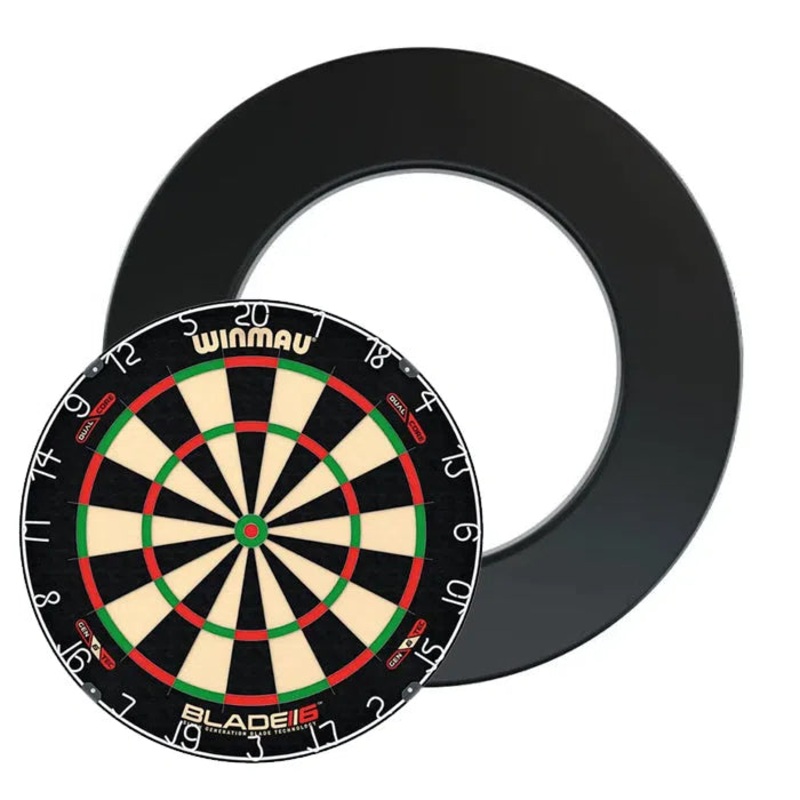 Winmau Blade 6 Dual Core Dartboard & NPQ Surround Bundle Black