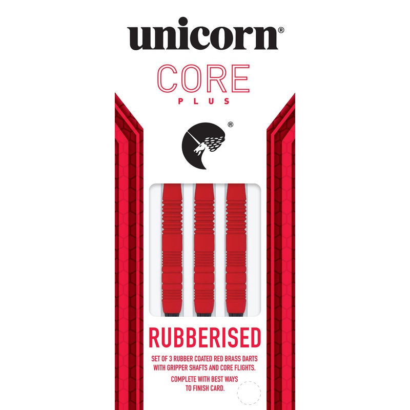Core Plus Red Rubber Coated Brass Soft Tip Darts by Unicorn 16 Gram
