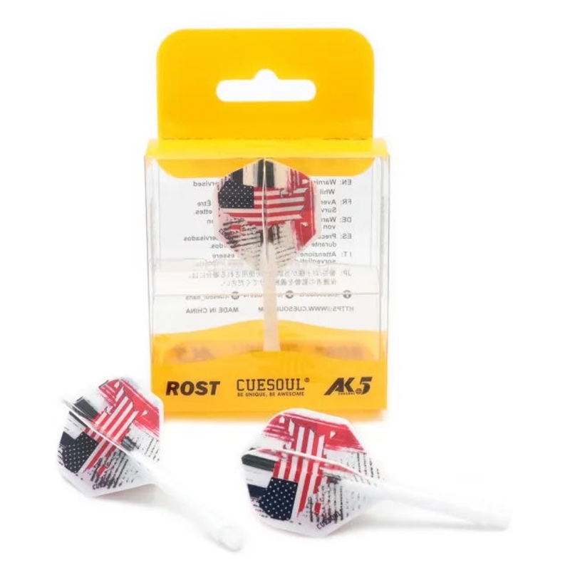 CUESOUL ROST AK5 Integrated Dart Shaft & Flight – Standard Shape – Medium – USA Flag USA Flag Medium (28mm in length excluding thread) Standard