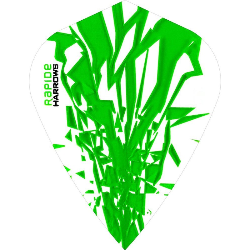 Harrows Rapide Kite Green on White Dart Flights Green