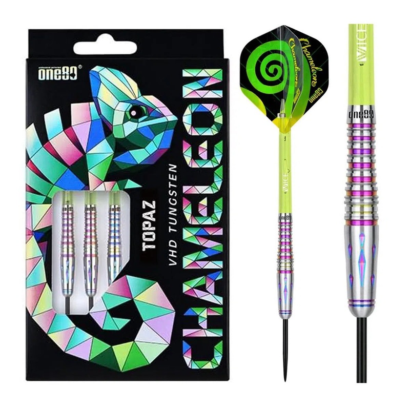 One80 Chameleon Topaz 90% Tungsten Steel Tip Darts 22 GRAM