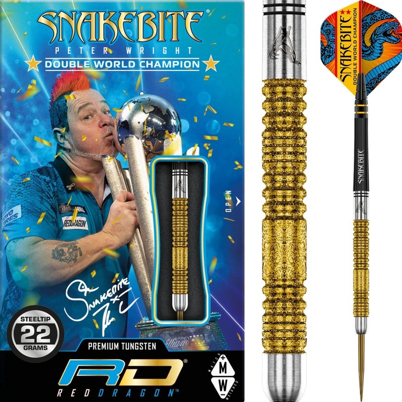 Red Dragon – Peter Wright Double World Champion Special Edition Darts – Gold – Steel Tip – 85% Tungsten – 20g 22g 24g 20 grams