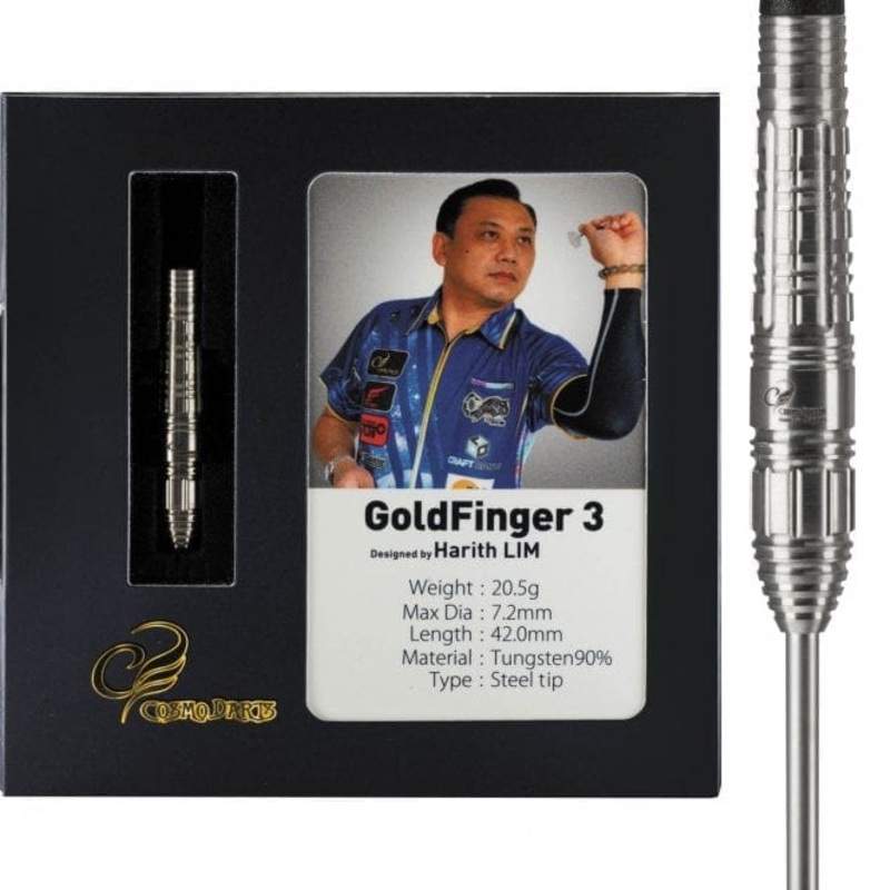 Cosmo Pro Series Darts – Steel Tip – Harith Lim – Goldfinger 3 – 20g 20g