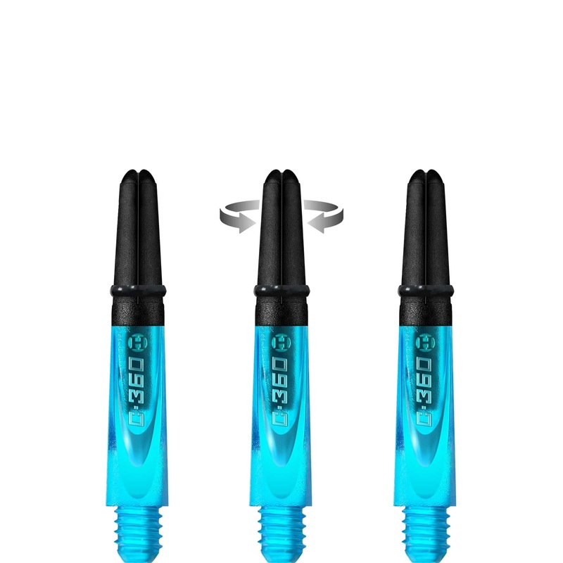 Harrows Carbon 360 Shafts – Polycarbonate Dart Stems with Carbon Top – Aqua Blue Medium