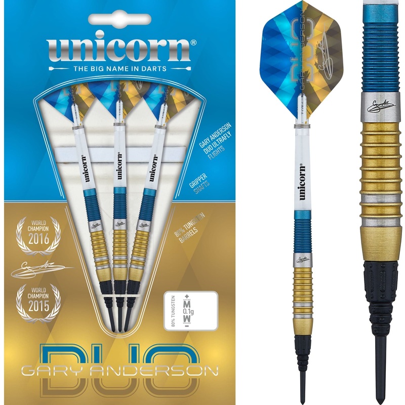 *Unicorn Gary Anderson Darts – Soft Tip – The Flying Scotsman – Duo – Blue & Gold 18g