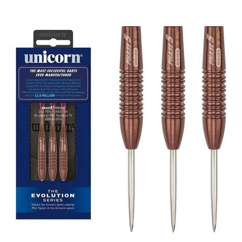 Unicorn Phase 5 Rosso 95% Tungsten Steel Tip Darts 26 Gram