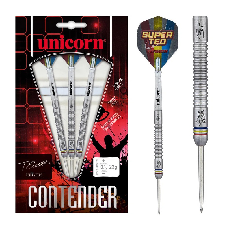 Unicorn Ted Evetts Contender Phase 2 80% Tungsten Steel Tip Darts 23 GRAM