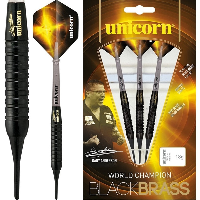 *Unicorn WC Black Brass – Soft Tip – GA1 – Gary Anderson – Black 16g