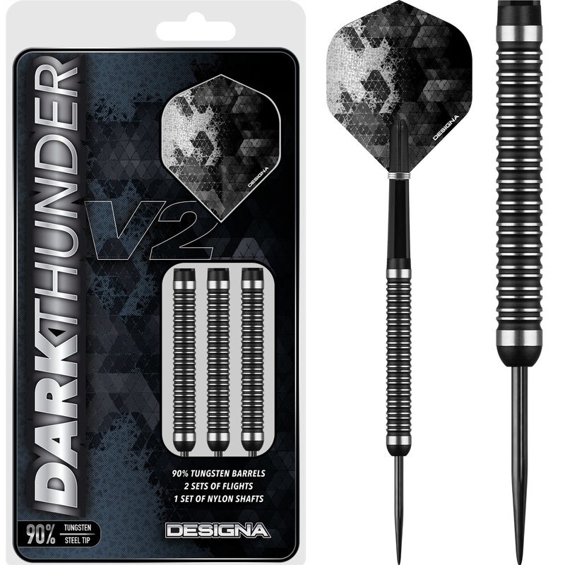 Designa Dark Thunder V2 Darts – Steel Tip – Black 20g