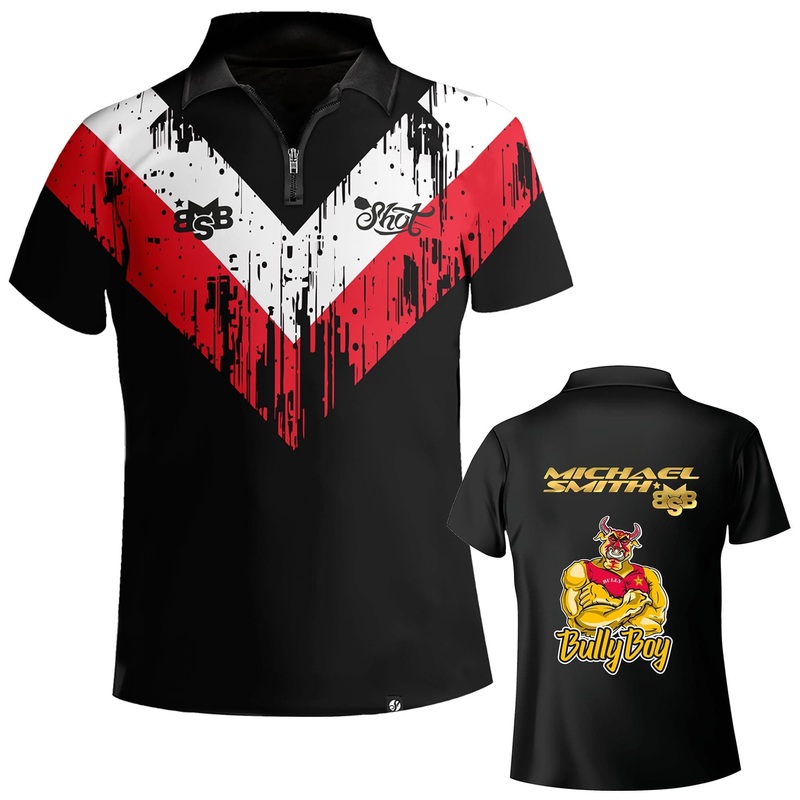 Shot Michael Smith Dart Shirt – Training Kit – Bully Boy – White Strip Small
