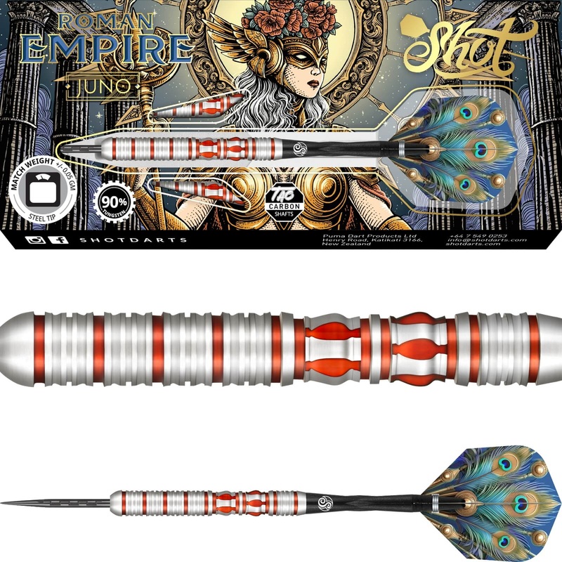 Shot – Roman Empire Juno Darts – Steel Tip – 90% Tungsten – 23g 24g 25g 27g 23 grams