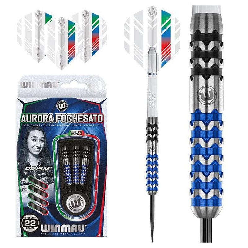 Winmau Aurora Fochesato 90% Tungsten Steel Tip Darts 22 GRAM