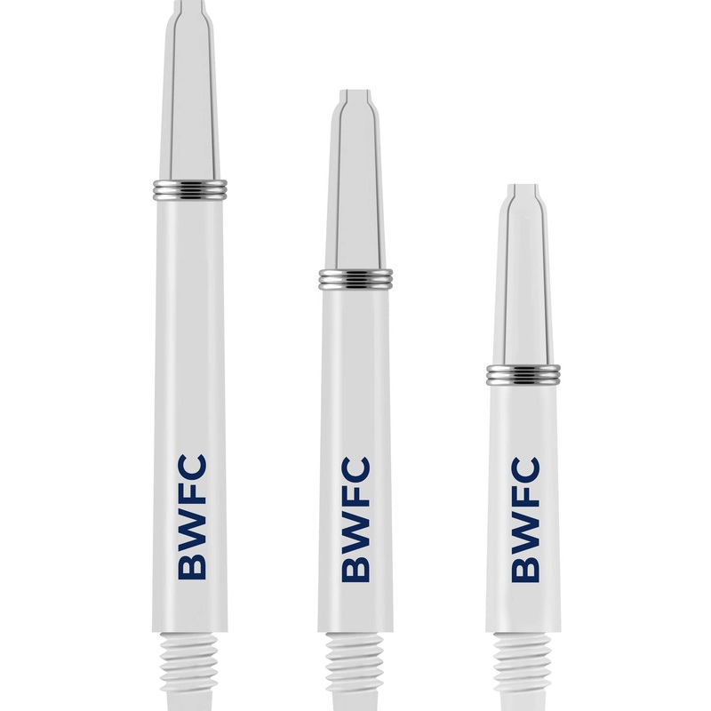 Bolton Wanderers Nylon Shafts – Dart Stems with Springs – BWFC Football – White – Medium Medium