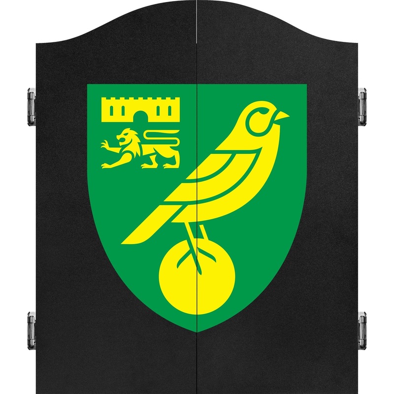 Norwich City FC – Official Licensed – The Canaries – Dartboard Cabinet – C1 – Black – Crest