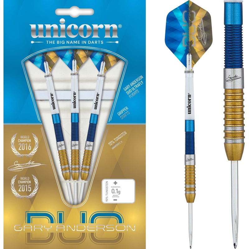 Unicorn Gary Anderson Darts – Steel Tip – The Flying Scotsman – Duo – Blue & Gold 21g