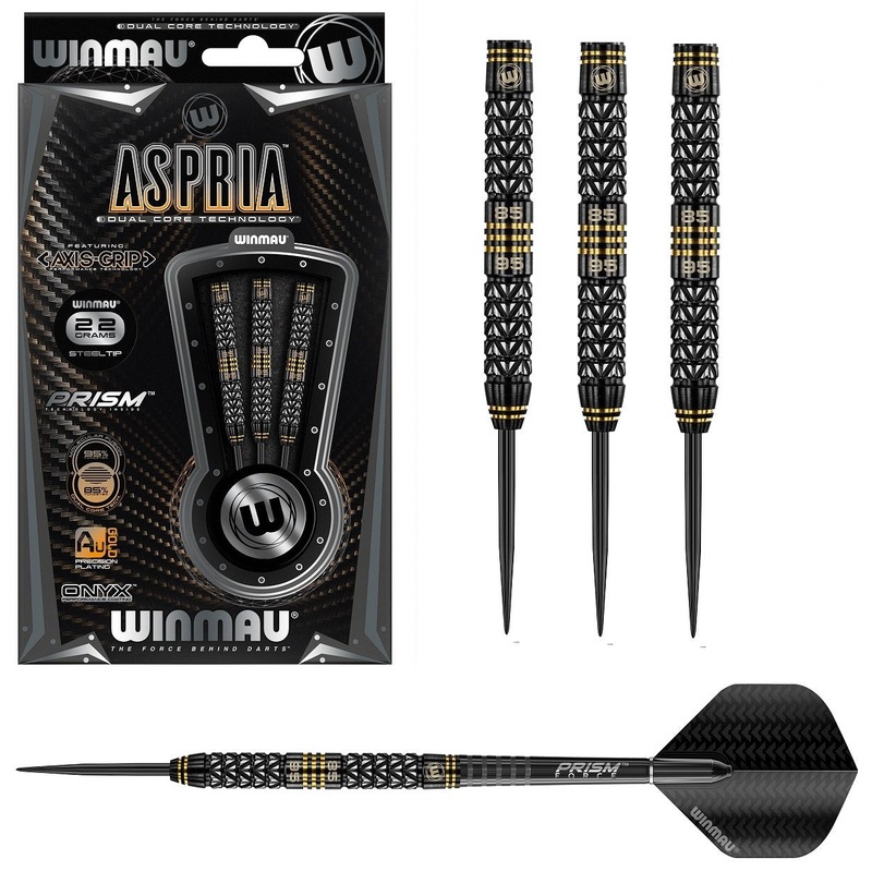 Winmau Aspria Dual Density 95% / 85% Tungsten Steel Tip Darts – Straight Barrel 22 Gram