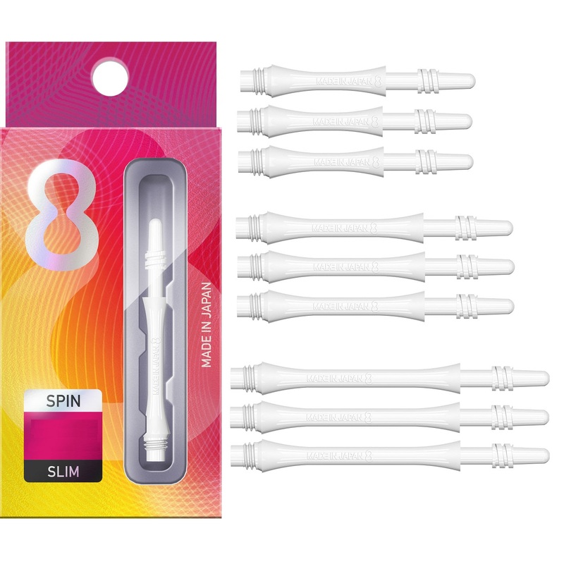 8 White Slim Spin Dart Stems / Shafts Short