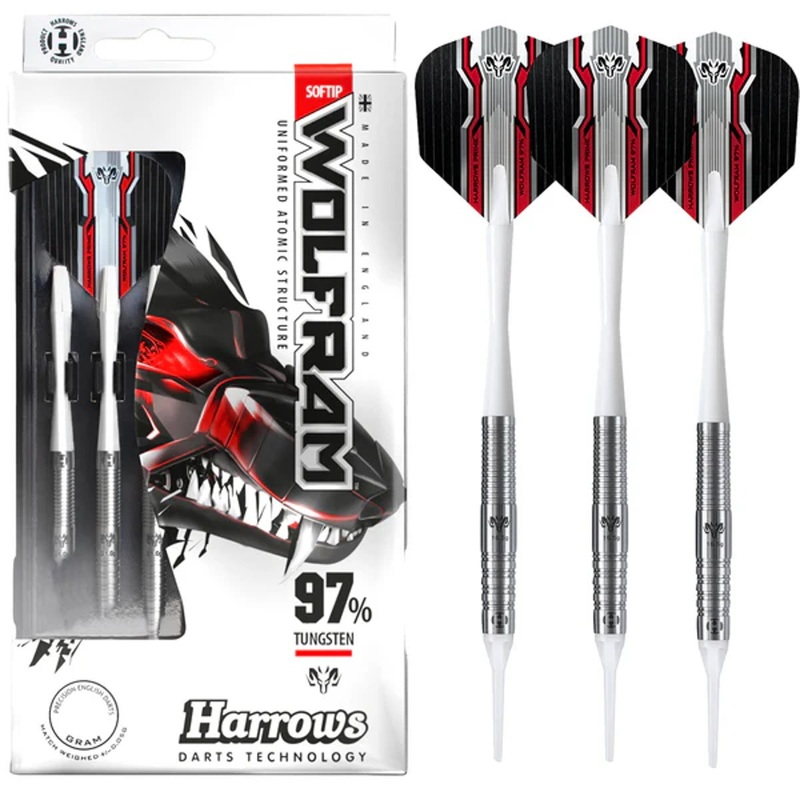 Harrows Wolfram 97% Tungsten Soft Tip Darts Wolf Barrel 18 Gram