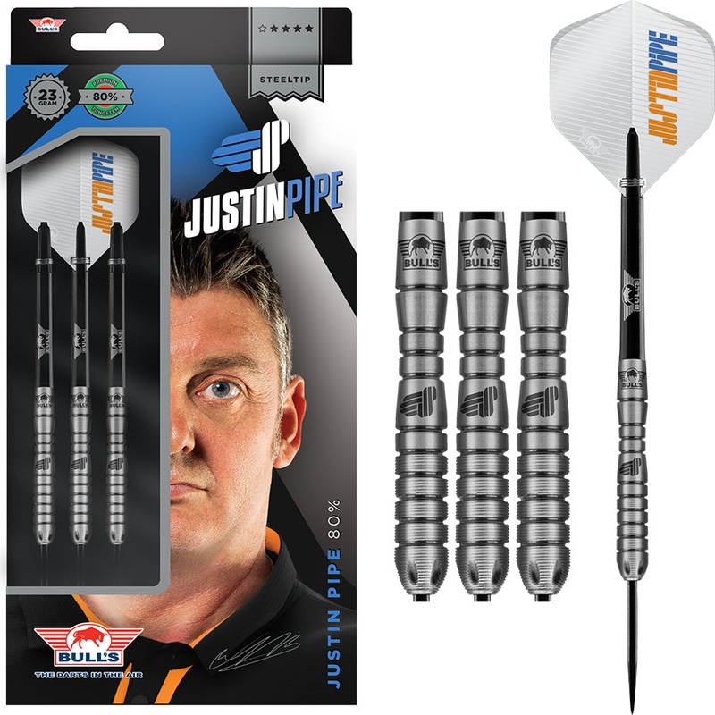 Justin Pipe 80% Tungsten Steel Tip Darts by Bulls 22 Gram