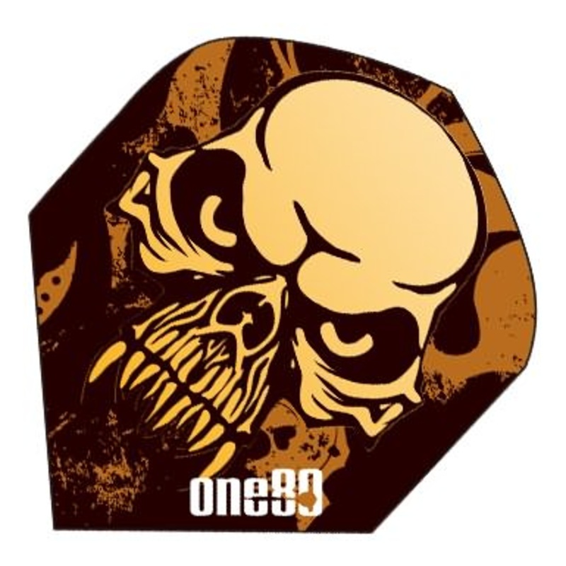 One80 Skull Yellow/Orange Dart Flights Standard 100 Micron Poly