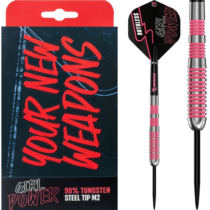 Ruthless Girl Power Darts – 90% Steel Tip Tungsten – Ringed – Pink 23g