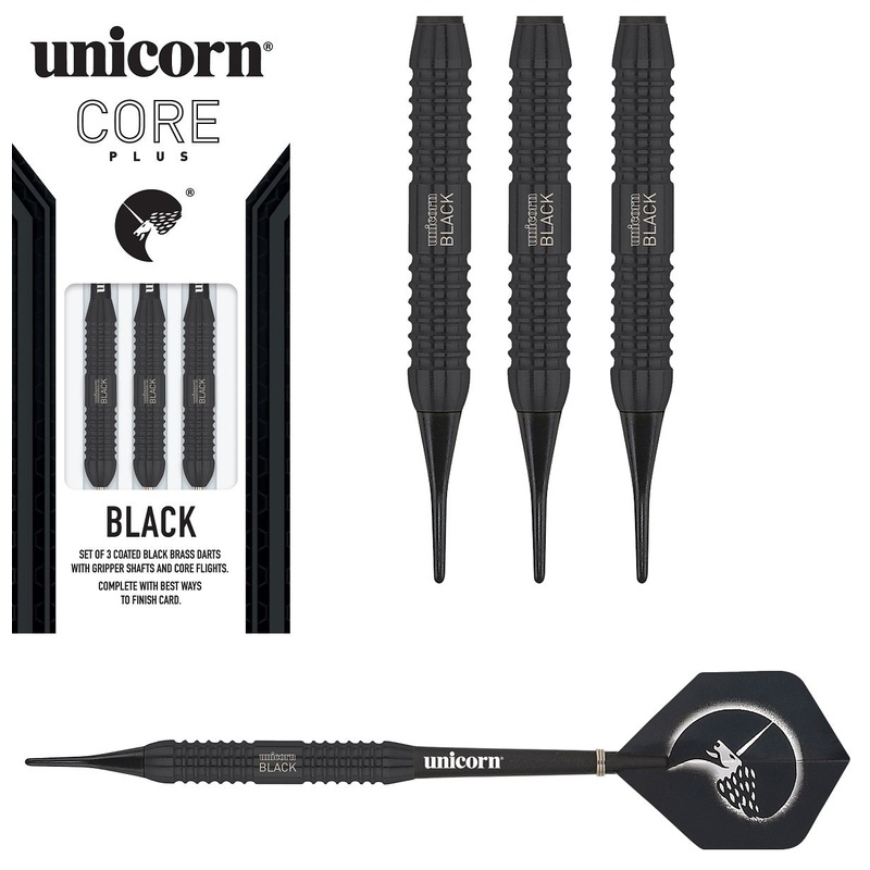 Unicorn Core Plus Black Brass Soft Tip Darts 17 Gram