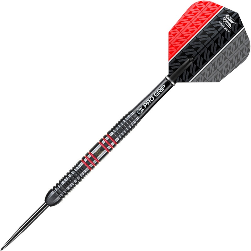 Vapor8 Black Steel Tip Darts – Red 23gm