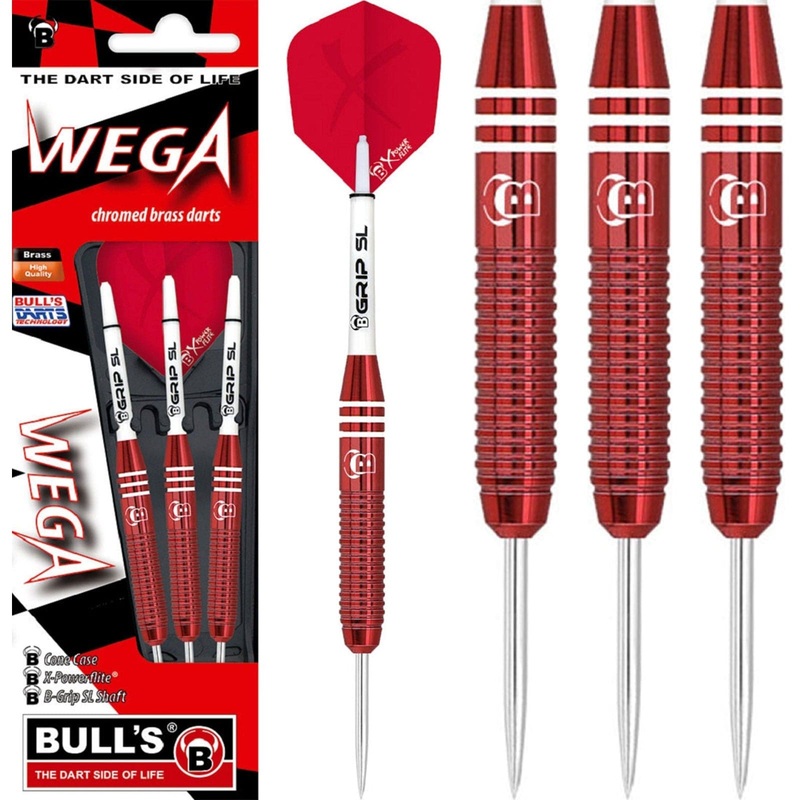 BULL’S Wega Darts – Steel Tip – Chromed Brass – Red 21g