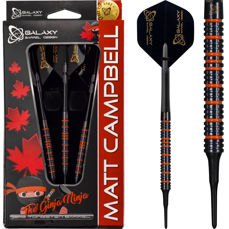*Galaxy Matt Campbell Darts – Soft Tip – V2 – The Ginja Ninja – Black 18g