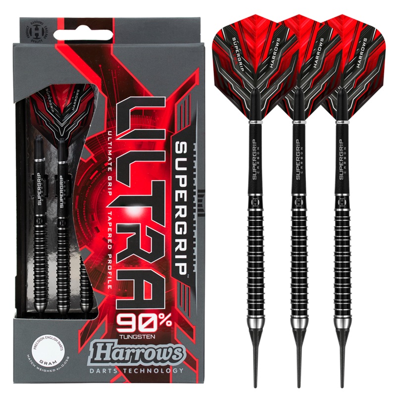 Harrows Supergrip Ultra 90% Tungsten Soft Tip Darts 18 Gram