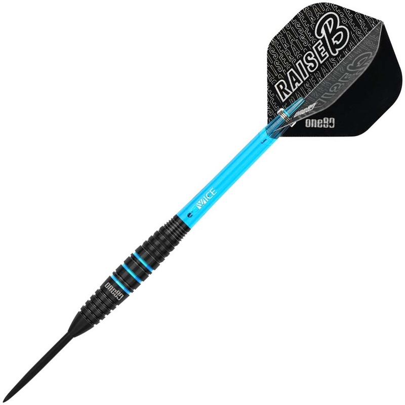 One80 Raise B Steel Tip Darts – 23gm Aqua