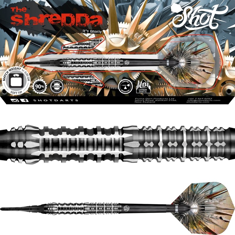 Shot – Gnarly Shredda Darts – Soft Tip – 90% Tungsten – 20g