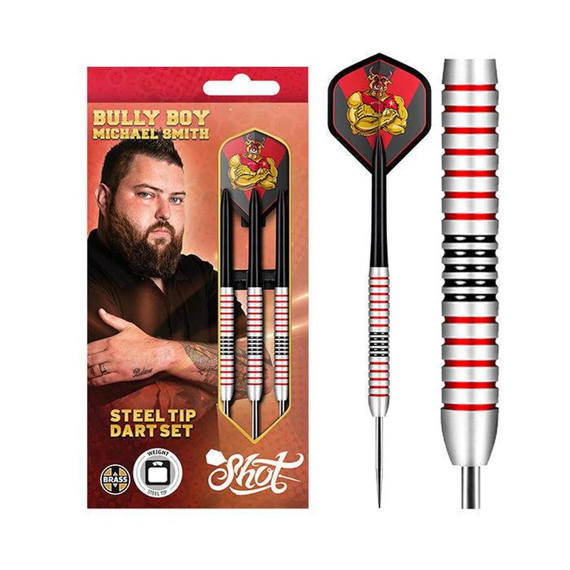 Shot Michael Smith ‘Bully Boy’ Plated Brass Steel Tip Darts Set 24 GRAM