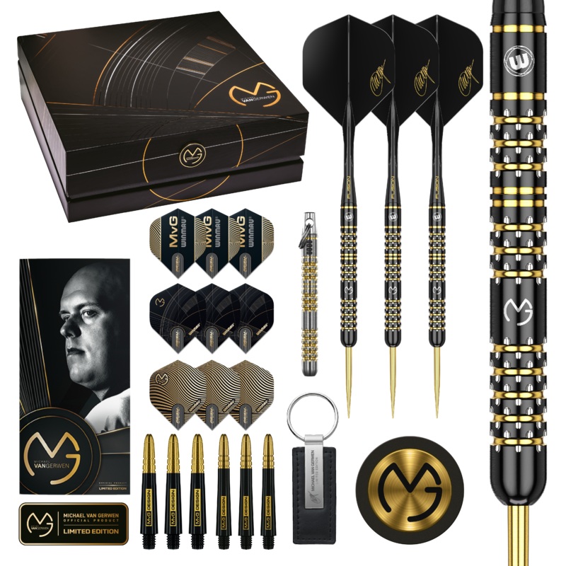 Winmau Michael Van Gerwen MVG Limited Edition 5 Year Anniversary Steel Tip Darts in Gift box 90% Tungsten
