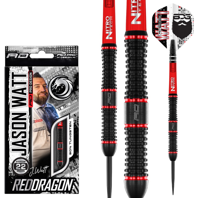 Jason Watt 90% Tungsten Steel Tip Darts by Red Dragon 22 Gram