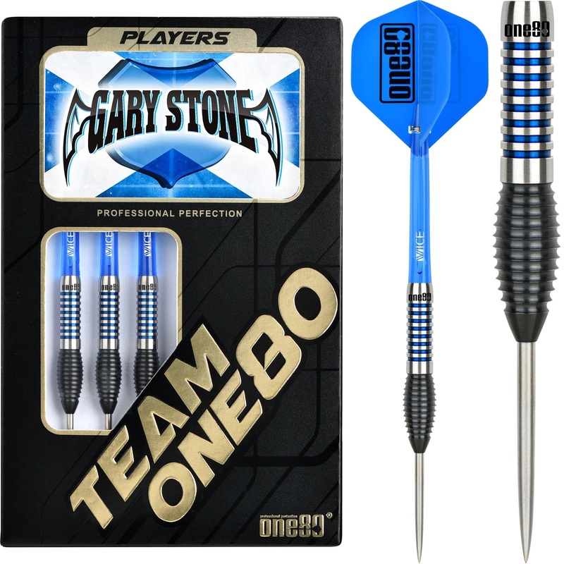 One80 Gary Stone Darts – Steel Tip – Black & Blue 21g