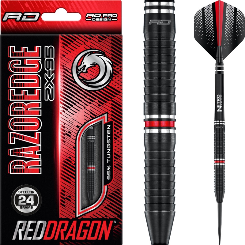 Red Dragon – Razor Edge ZX-95 Darts – Steel Tip – 95% Tungsten – 22g 24g 26g 22 grams