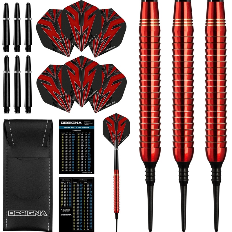 *Designa Mako Darts – Soft Tip Electro Brass – Shark Grip – Red 20g
