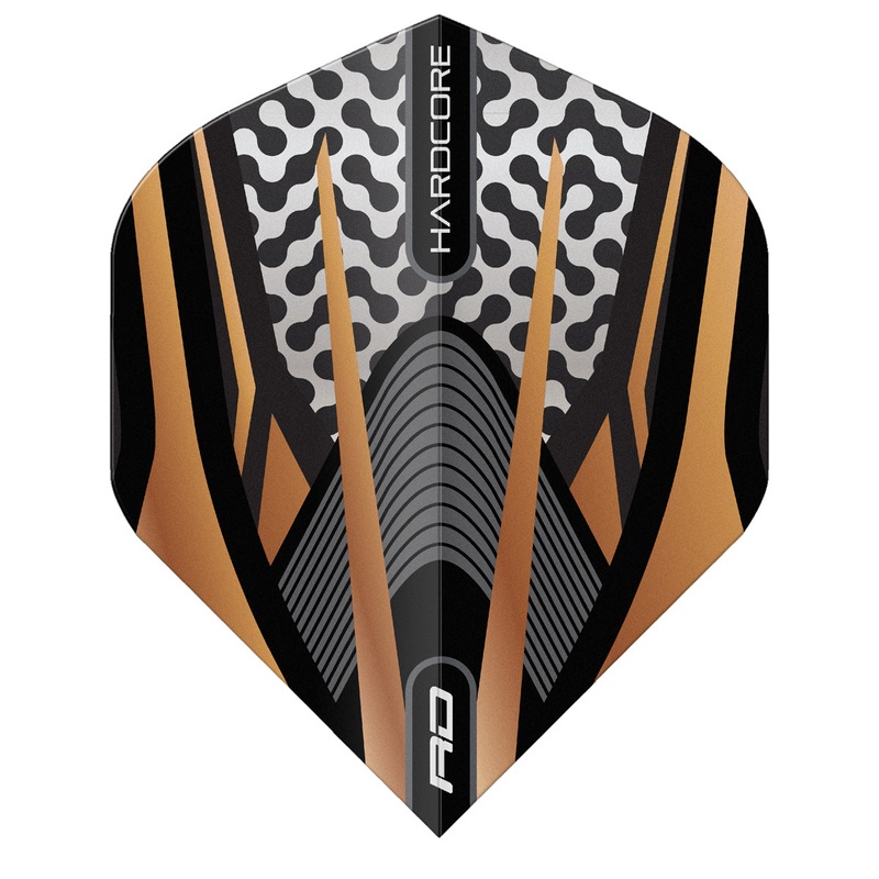Hardcore Premium Gold, Black & Grey Standard Dart Flights by Red Dragon