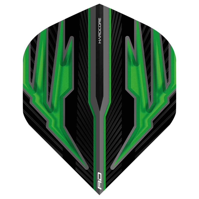 Hardcore Radical Black & Green Standard Dart Flights by Red Dragon
