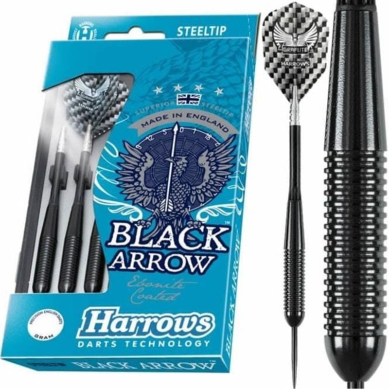 Harrows Black Arrow Darts – Steel Tip Ebonite Brass – Ringed – 19g 19g