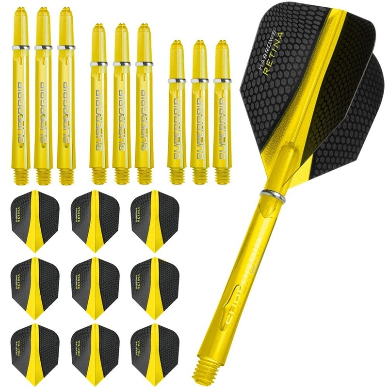 Harrows Retina Dart Flights and Shafts Combo Kit – 3 Sets – Yellow