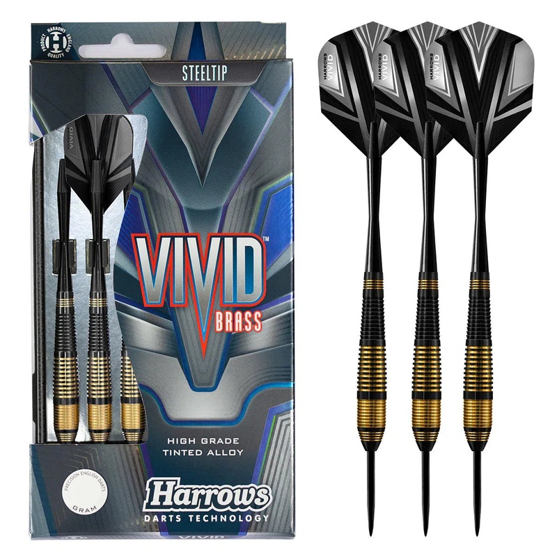 Harrows Vivid Black Brass Steel Tip Darts – Black 21 GRAM