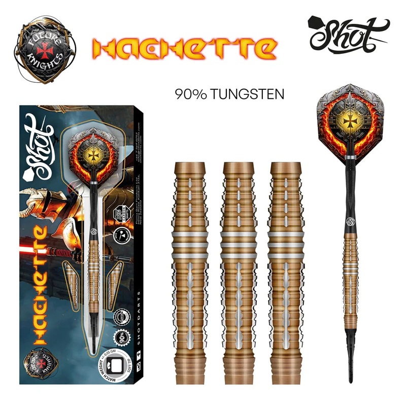 Shot Future Knights Hachette Soft Tip Dart Set-90% Tungsten-20gm
