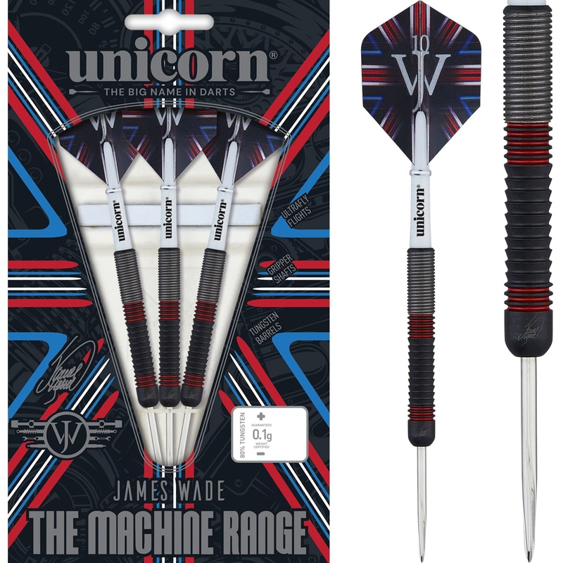 Unicorn James Wade Darts – Steel Tip – The Machine – Black & Red 20g
