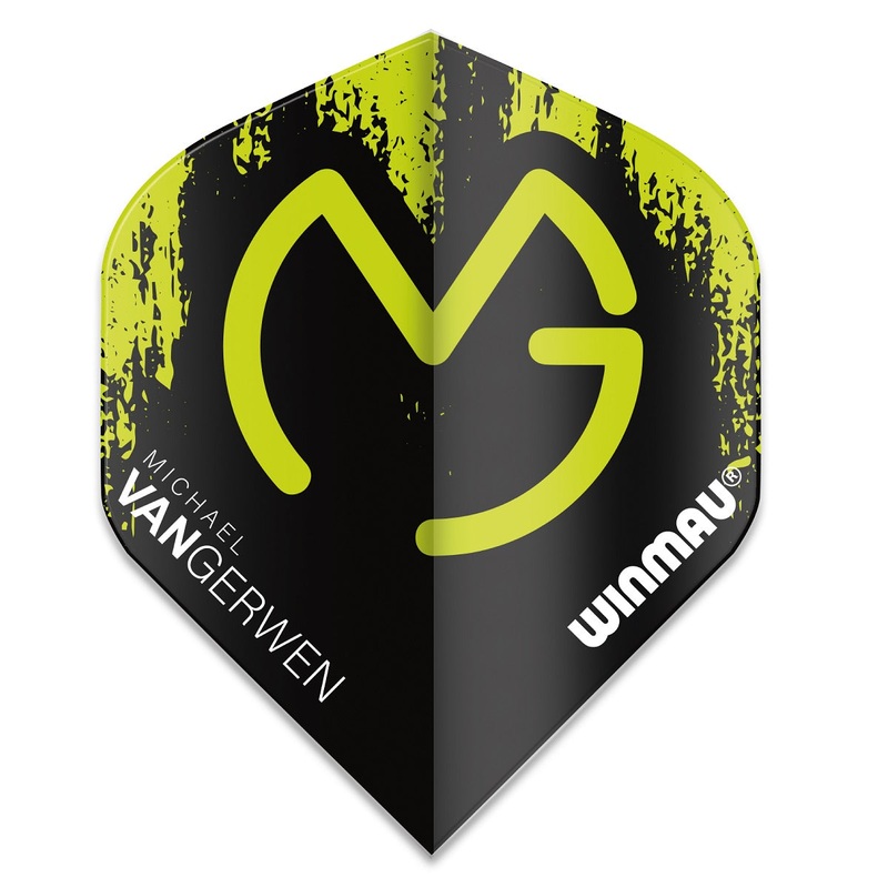 Winmau Mega Standard MVG Michael Van Gerwen Dart Flights 6900-234 Black Green 75 Micron Black /Green