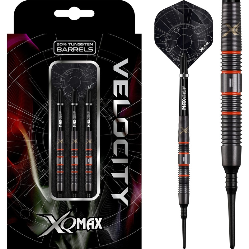 *XQMax Velocity Darts – Soft Tip – M3 – Black with Orange 18g