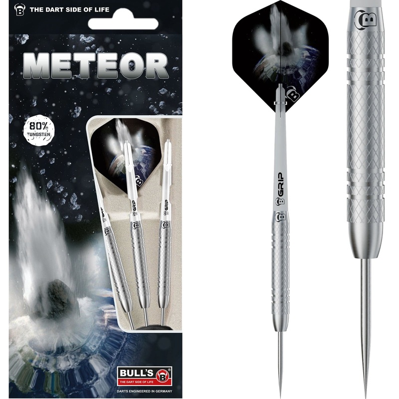 BULL’S Meteor Darts – Steel Tip – 80% Tungsten – MT8 – Fine Knurl 24g